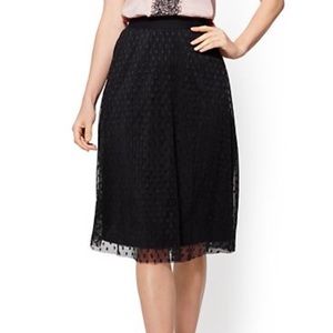 FINAL DISCOUNT FlockedDot Overlay Black Skirt